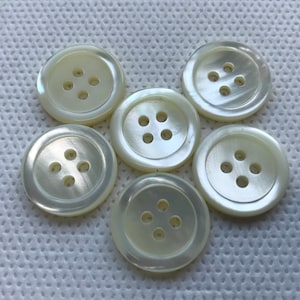 Natural Troca Shell Buttons. 4 hole Real Shell 2 Sizes  3/4&quot; -  11/16&quot;  4 hole Narrow rim. (Lot of 4).