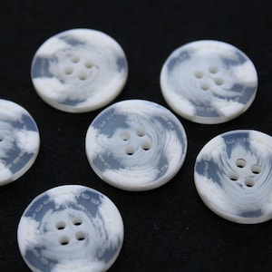 White Clear button, Large 4 hole button, Shiny, Coat button (13/16&quot; 20mm) Lot of 6.