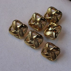 Goudkleurige vierkante knop schachtknop Veel van 6 De maat is 9/16&quot; van links naar rechts (3/4&quot; diagonaal)