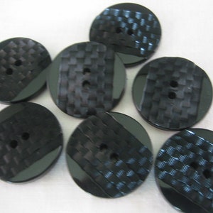 Black Button, Ex  Large Black Button ( 1 1/16&quot; diameter),  Lot of 6  checkerboard design