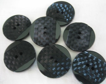 Black Button, Ex  Large Black Button ( 1 1/16" diameter),  Lot of 6  checkerboard design