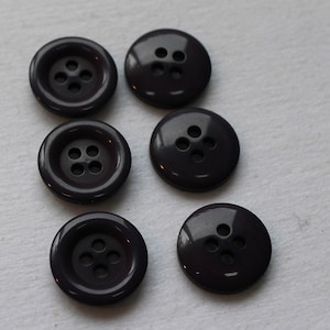 Black Buttons, Small black buttons, Thick rim  size 5/8&quot; (15mm) - Lot of 10
