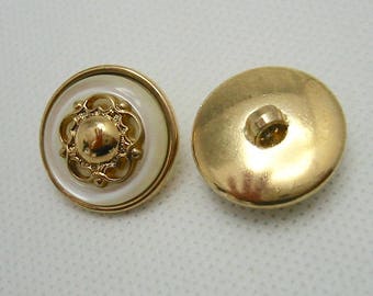 Bottoni con perle dorate Lotto di 6, 13/16"(20 mm) di diametro. Lotto di 6.