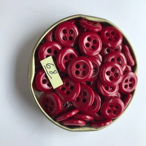 Red Button, red buttons,  4 hole Lot of 10-50-100-500 Buttons - internal colored - 9/16&quot; (13.8mm)