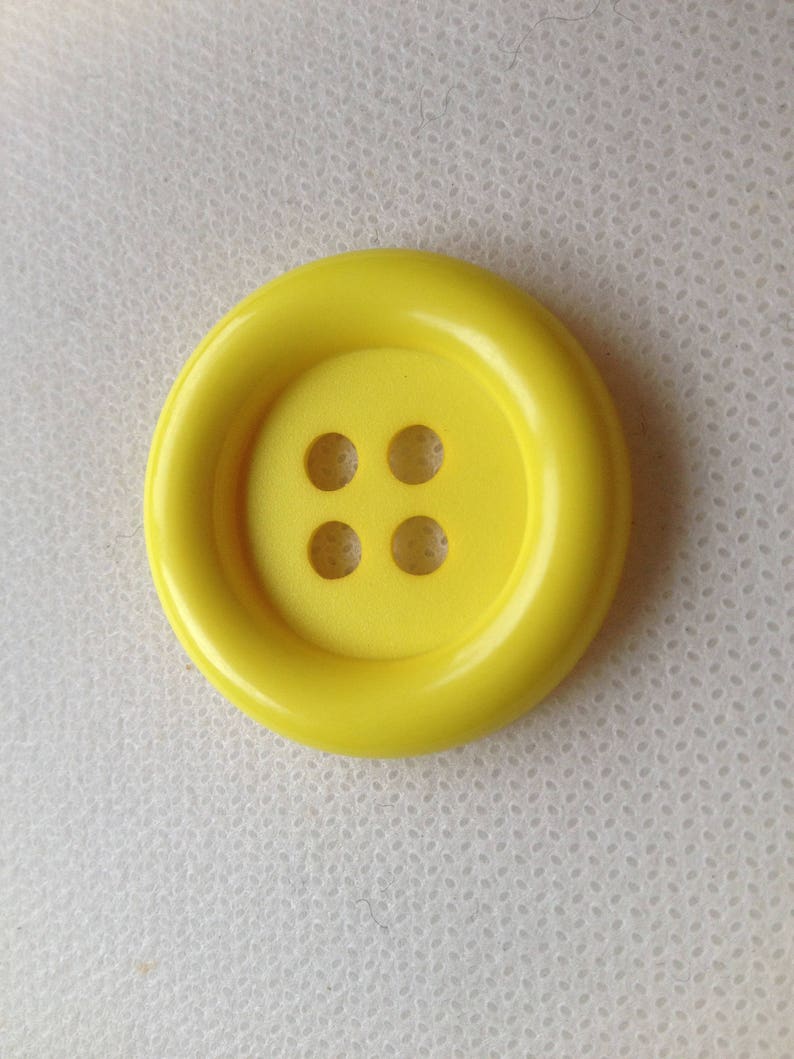 Extra Large Button, 8 bright colors are avaiable. Lot size is 1 button. Shiny Rim Dull center, 1-1/4 34mm Four hole. Craft Button image 3