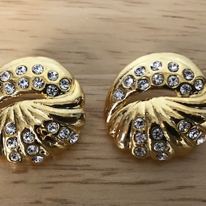 Gold Look Knöpfe mit Strasssteinen 13/16 &quot;(20mm) im Durchmesser . Lot von 2 Knöpfen .Shank Button, italienisches Gießen - Vintage -