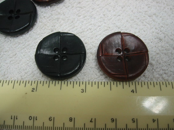 Large black leather button 30 mm