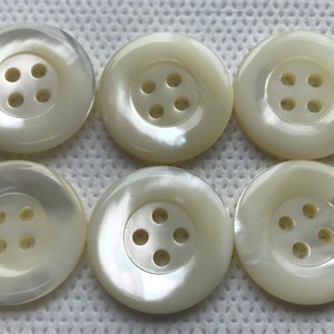 Natural Troca Shell Buttons. 4 hole Real Shell 3 Sizes  1&quot; -  7/8&quot; - 13/16&quot; 4 hole Wide rim. (Lot of 4).
