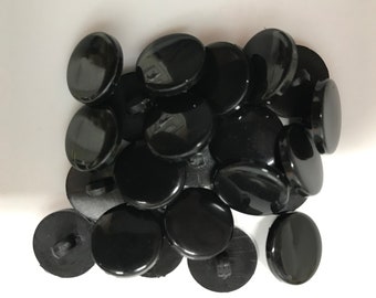 Black Shank Buttons - Small Black Nylon Shirt and Blouse buttons. 2 Sizes  7/16" and 5/8" . Lot size is 25 buttons of size chosen