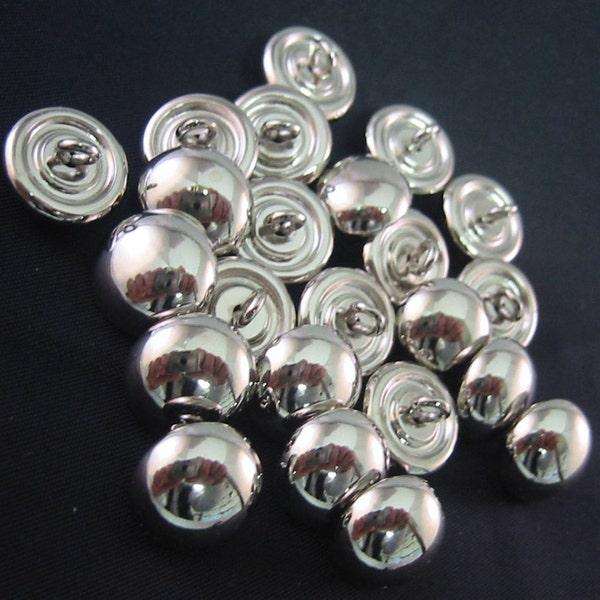 Chrome button  half ball.  Lot of 6  buttons 2 sizes available 1/2" (12mm). and 3/8" (9.8mm). Beautiful chrome buttons