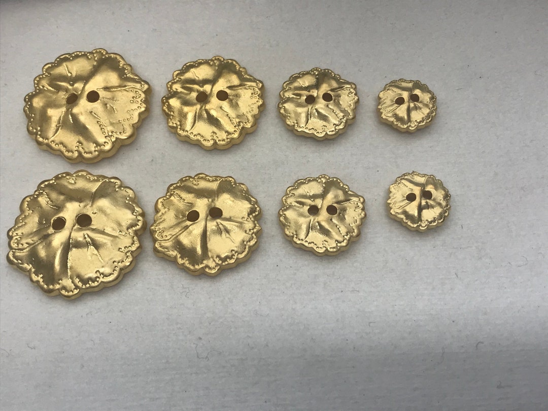 Gold Button 2 Hole Satin Textured 4 Sizes LOT OF 6 - Etsy