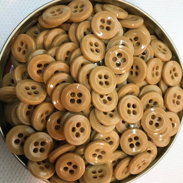 Caramel colored Button, Caramel colored buttons buttons,  4 hole Lot of 10-50-100-500 Buttons - internal colored - 1/2" (12.4mm)