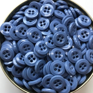 Medium Blue Button, Med Blue buttons,  4 hole Lot of 10-50-100-500 Buttons - internal colored - 1/2" (12.4mm)