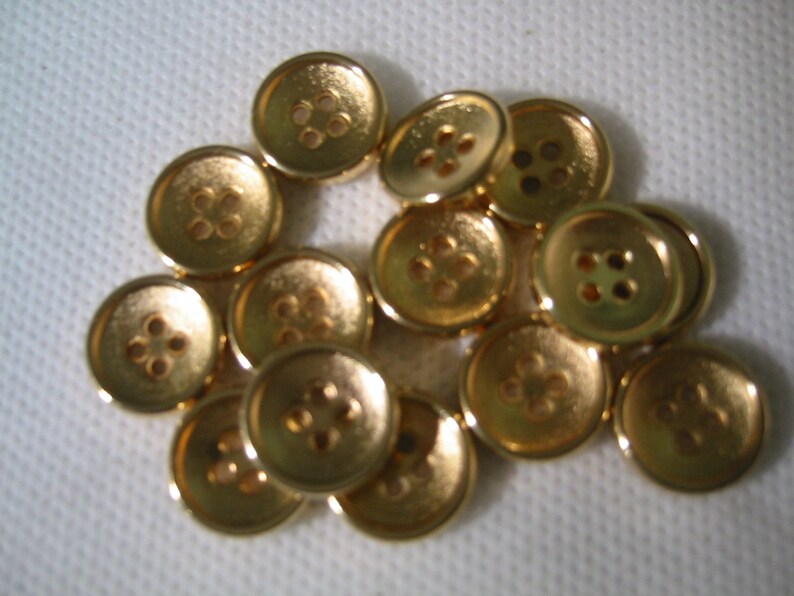Gold Plated Metal Buttons With a Satin Center 4 Hole 1/2 Etsy