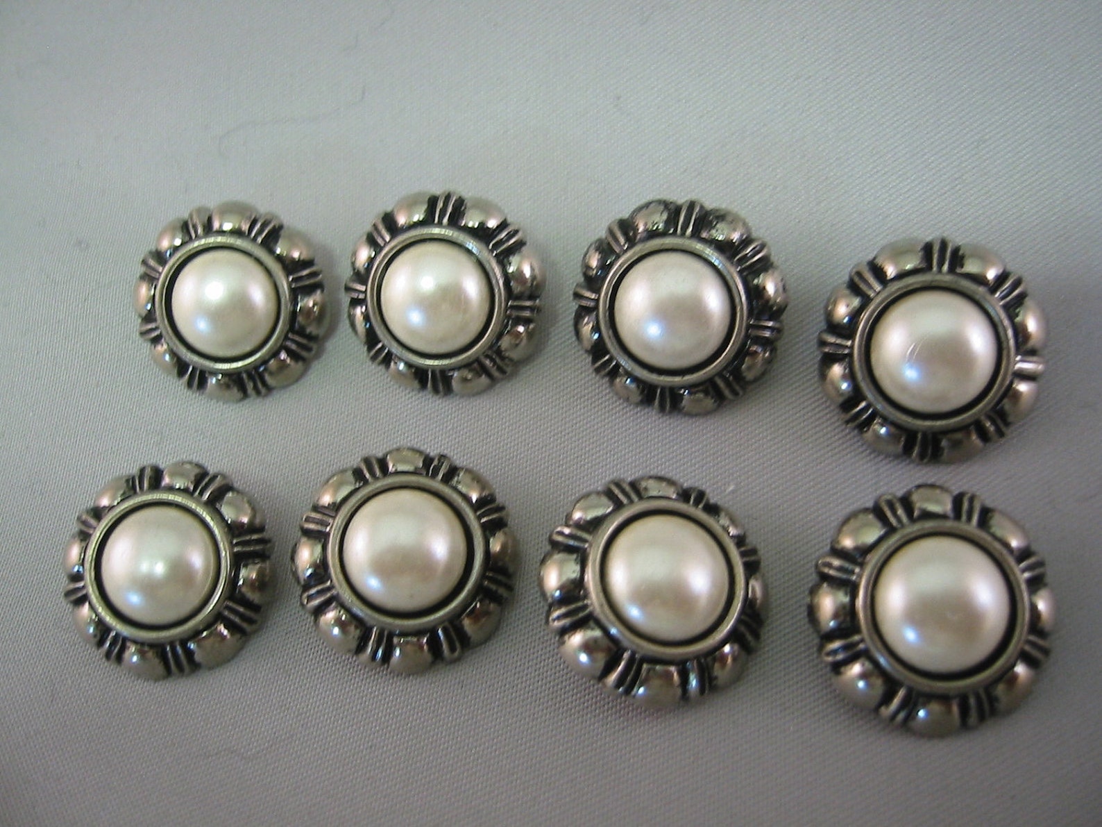 Pearl Button Antique pearl button silver tone Lot of 8 Etsy