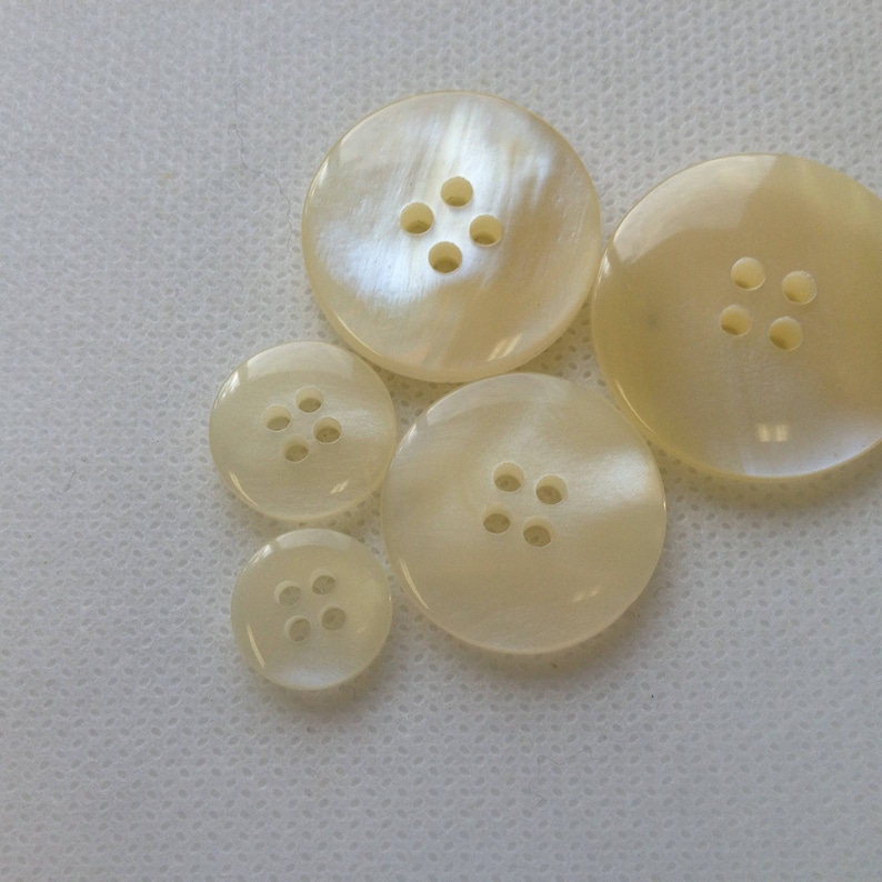 Ivory Pearlized Buttons. 5 Sizes Available, Beautiful 4 Hole Domed ...