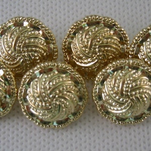 Gold Button , Lot of 10, Shank plated. Beautiful buttons, Size 3/4&quot; ( 18mm)