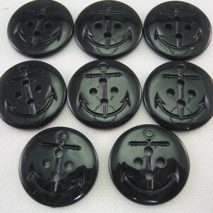 Black Anchor Button, Peacoat button, Black, 1 1/16 28mm in diameter New Lot of 8 buttons Large image 3