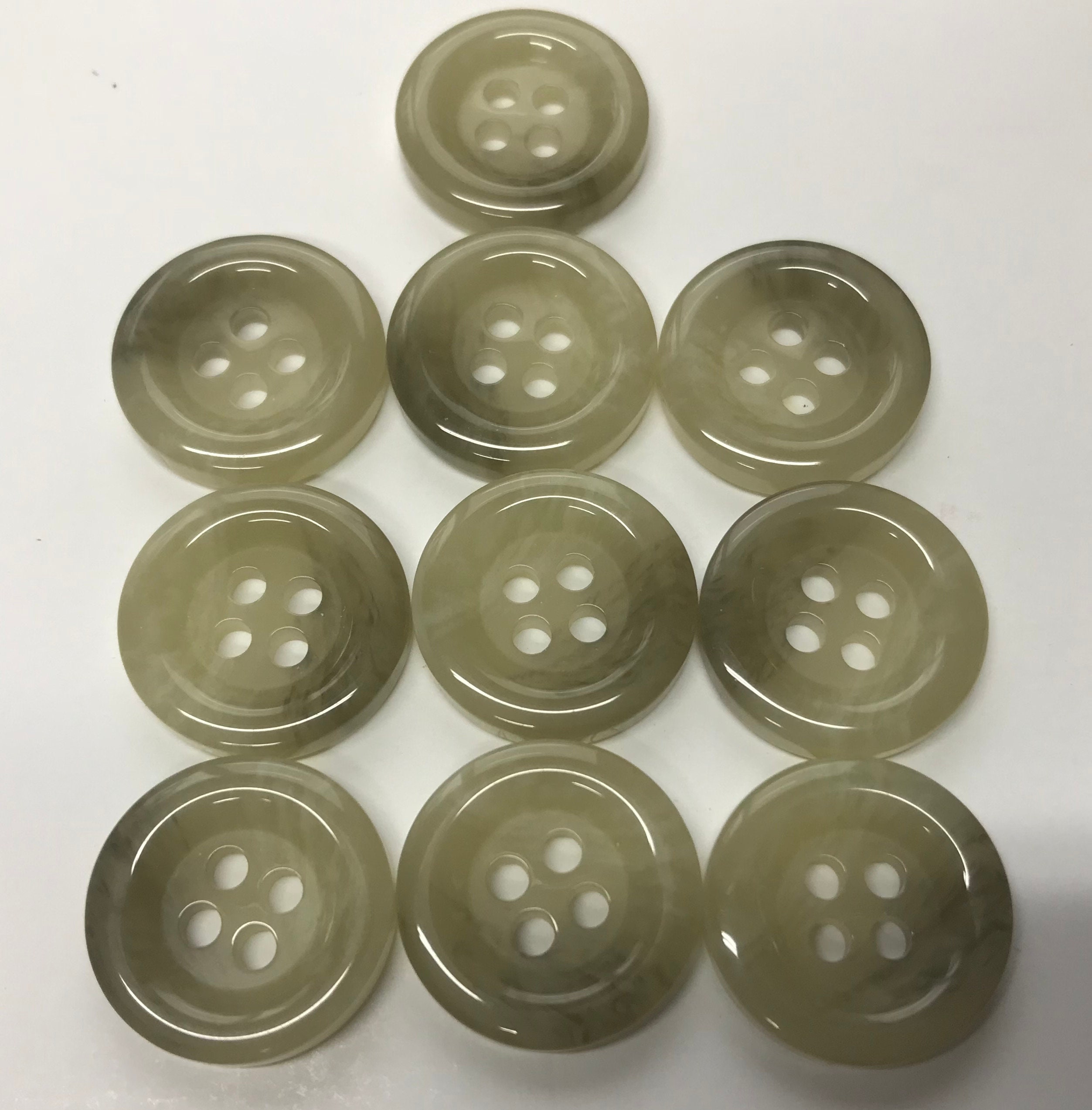 Wide Rim Natural Button Kaki , Wide Rim 4 Hole Flat Back Button. Size 5/8