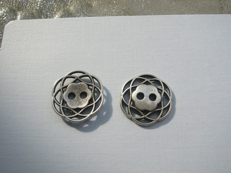 Ant Silver Button. Lot of 6 pick size Metal filagree design available in 3 sizes. image 9