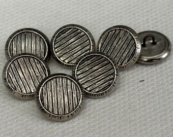Chrome shank button with black etching 15.3mm (5/8") Lot of 6 buttons .