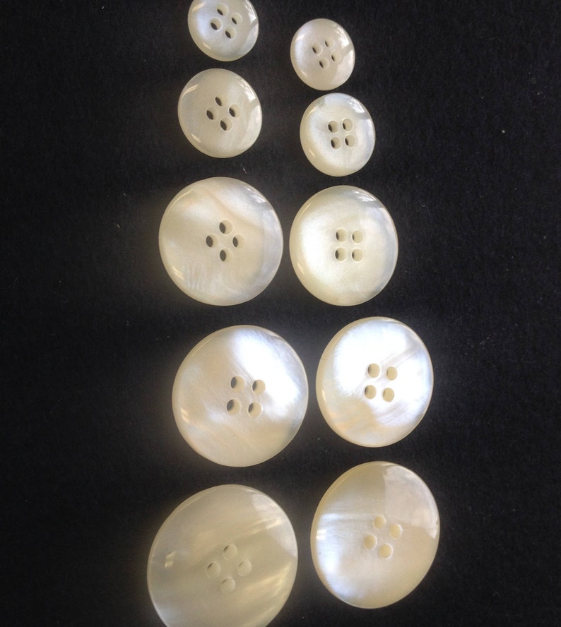 Ivory Pearlized Buttons. 5 Sizes Available, Beautiful 4 Hole Domed ...