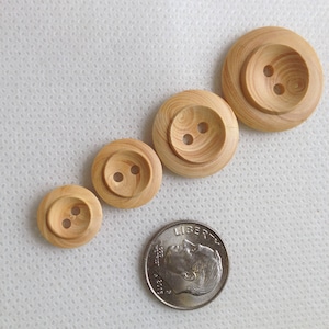Wood Button, Large wood button, Small wood button, 2 hole unique design Lot of 6 buttons, 4 sizes  available. Large to Extra small.