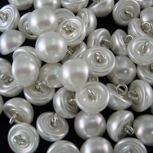Domed Pearl Buttons With Wire Shank Lot of 50, Size 3/8