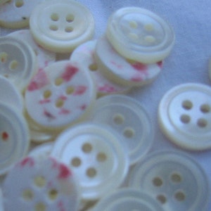 Pearl Shirt Buttons. Pearl Buttons. 2 Sizes.  Lot of 100. Natural, Troca Shell, 4 hole. Shirt button