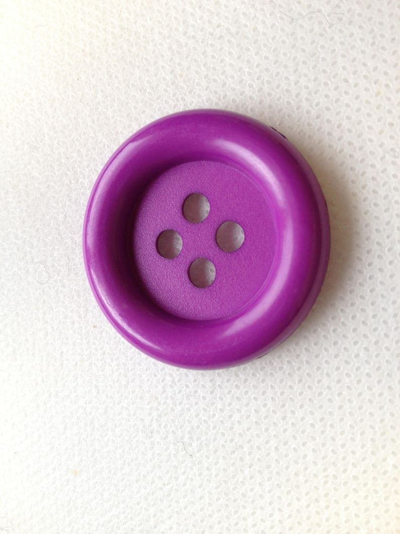 Extra Large Button, 8 bright colors are avaiable. Lot size is 1 button. Shiny Rim Dull center, 1-1/4 34mm Four hole. Craft Button image 2