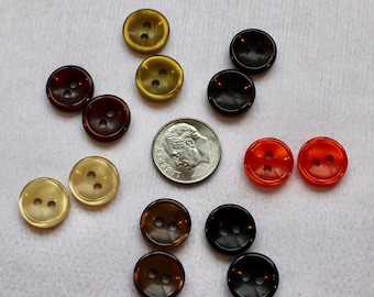 Blouse and shirt buttons Pearl Two hole Cup Buttons 7 colors  Pick color at checkout,  Size 1/2" 12.5mm, Lot size is 10 buttons