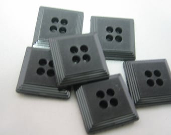 Black button -   Square Black button - Lot of 6 -  Two sizes available 3/4" and 1" Diagonaly.