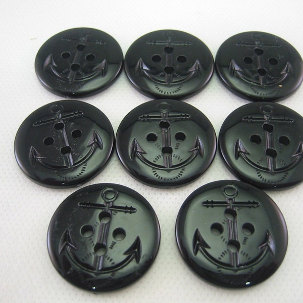 Anchor Button, Peacoat button, Black Button, 1-1/16" (28mm) in diameter - New - Lot of 2 Large