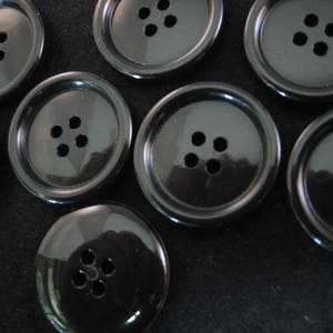 Black Buttons. Medium black buttons. shiny 4 hole Size is 3/4&quot; (19mm) - Lot of 6