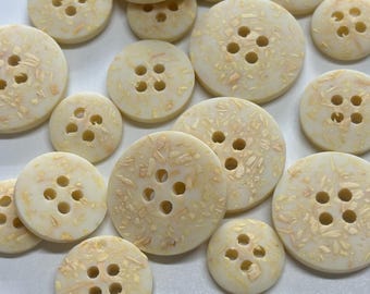 Cream light Beige textured face  4 hole domed face  and round back 3 sizes 1/2" (13mm) 5/8"(15mm) 13/16"(20mm) Satin (Lot of 6)