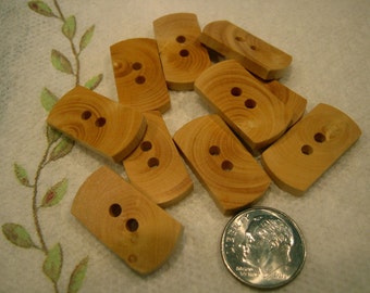 Wood Button Rectangular Lot of 6, Made in Italy 2 hole, Size  1" x 1/2"