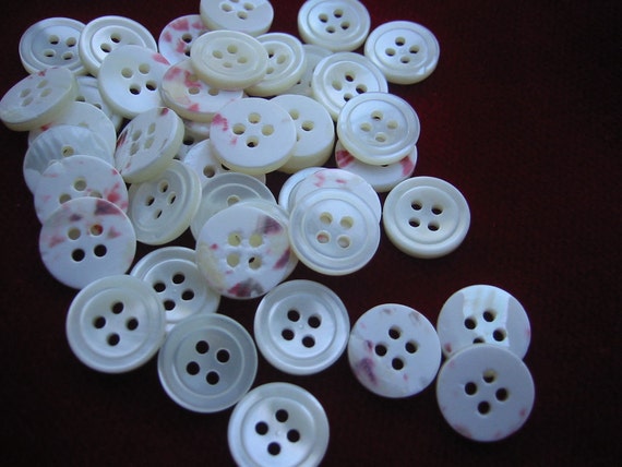 Pearl Shirt buttons  size 1/2 inch. Lot of 20  Natural Troca Shell 4 hole