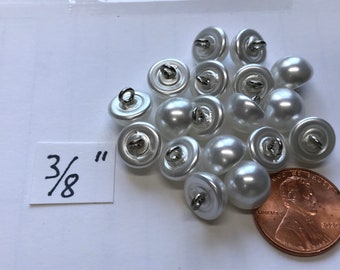 Pearlized Buttons, Domed with wire shank Size 3/8" (10mm) 4 lot sizes available 10 -25 -50 -100 buttons.