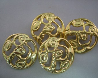 Beautiful  - Gold design  Buttons, Semi Shiny   Lot of 6  - 3 sizes available. 1" - 3/4" - 5/8"