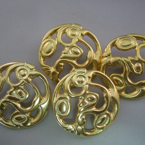 Beautiful  - Gold design  Buttons, Semi Shiny   Lot of 6  - 3 sizes available. 1" - 3/4" - 5/8"