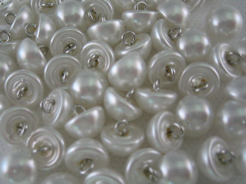 Pearl Buttons, Domed Pearl Buttons With Wire Shank, SIZE 1/2
