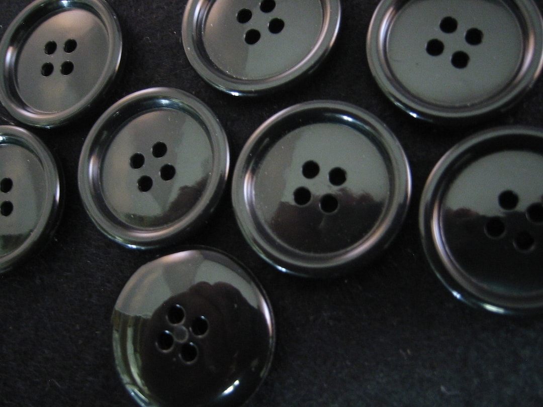 Black Buttons. Large Black Buttons. Shiny 4 Hole Size is 13/16" (20mm ...
