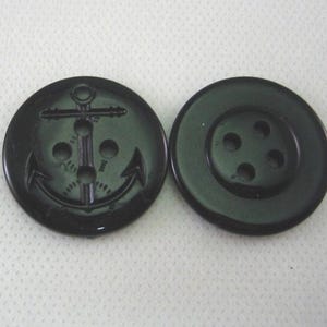Anchor Button, Peacoat button, Black Button, 1-1/16" (28mm) in diameter - New - Lot of 2 Large