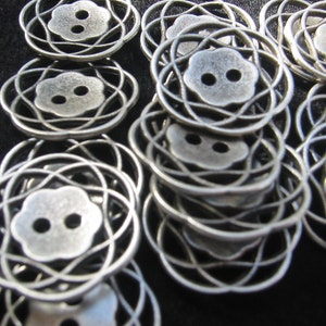 Ant Silver Button. Lot of 6 pick size Metal filagree design available in 3 sizes. image 7