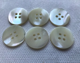 Ex Large Natural Mop real Shell Buttons. 4 hole 1 Size 1" (25.4mm)-  New Vintage. (Lot of 2). Flat face and back you will receive 2 buttons