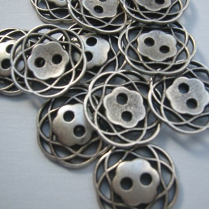 Ant Silver Button. Lot of 6 pick size Metal filagree design available in 3 sizes. image 5