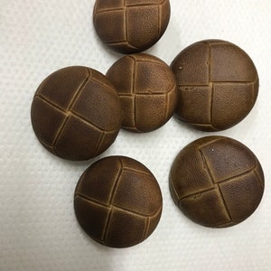 Leather Buttons, Imitation look, Brown (Dark Brown) Shank buttons, Lot of 6 Pick size, Brown buttons