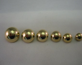 Gold Buttons Half Ball Lot of 6  ( 5 sizes available)