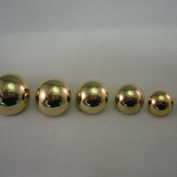 Demi-boule boutons dorés Lot de 6 (5 tailles disponibles)