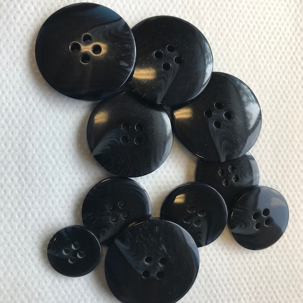 Dark Blue Mottled Coat and Suit buttons  Lot of 6 buttons 4 sizes available.